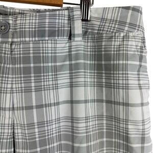 NIKE GOLF Womens flat front tour performance plaid 13" shorts Gray/White - 12